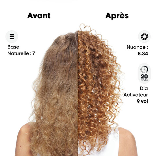 Coloration ton sur ton Dia Color 8.3 blond clair doré
