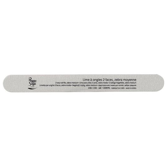 Lime à ongles 2 faces lavable 240/240 zebra, pour ongles artificiels