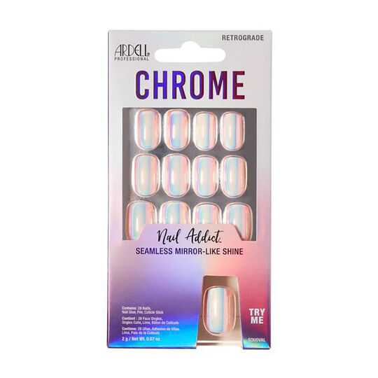 Faux ongle effet chrome retrograde