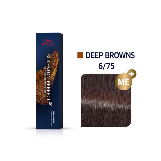 Coloration permanente Koleston Perfect Me+ 6/75 blond foncé marron acajou
